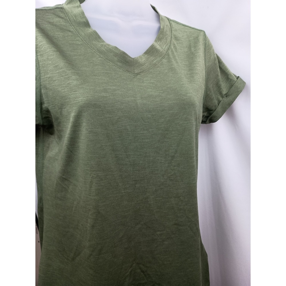 North face flashdry green v neck short sleeve M shirt outdoors sports workout - Picture 8 of 10